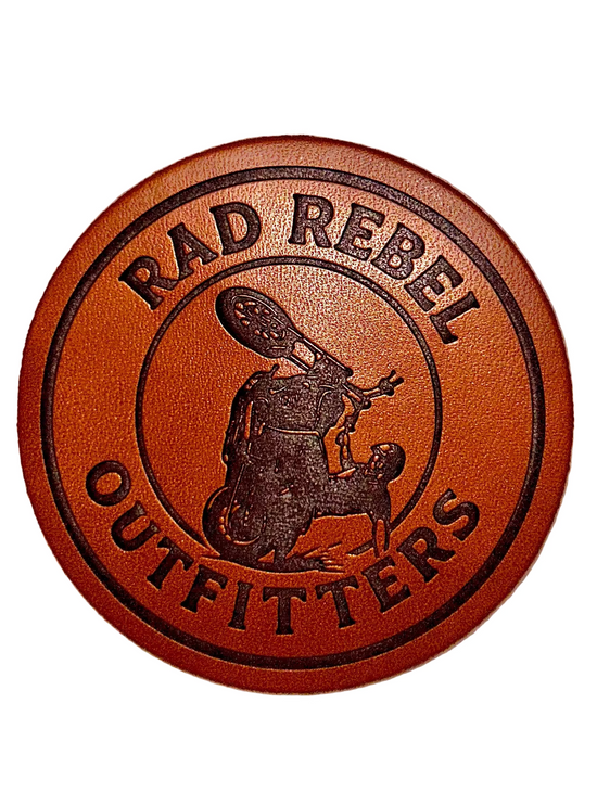 Leather Rebel Patch - Premium Quality Leather Emblem - Wheelie Logo