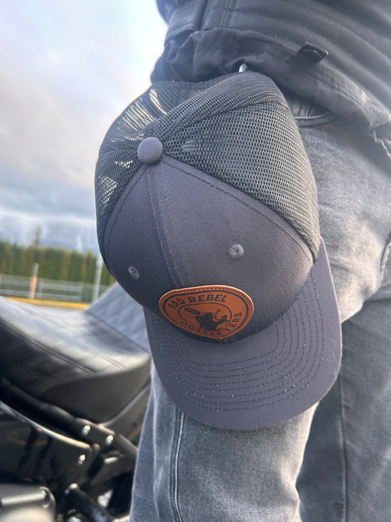 Trucker Hat - Leather Patch (Wheelie Logo)